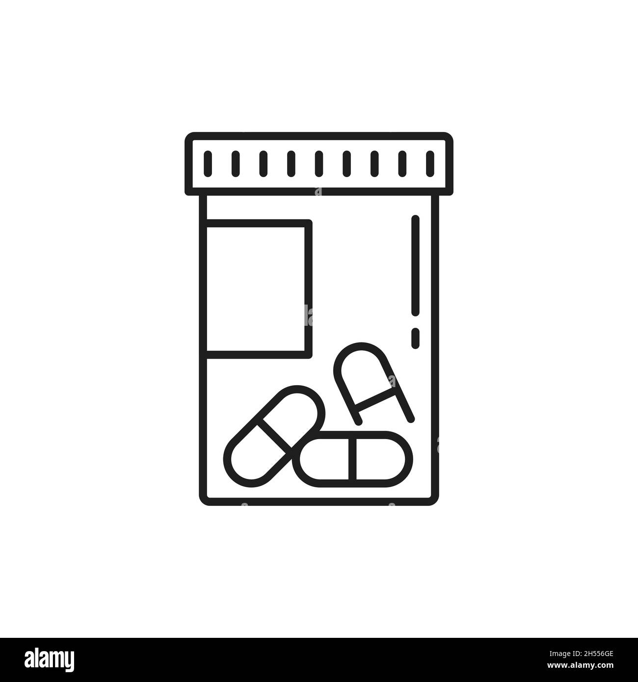 Supplément dans l'emballage de capsule, pilules maintenir l'équilibre sain des bactéries intestinales isolé contour icône.Probiotiques vecteur ad, immuns et digestifs h Illustration de Vecteur