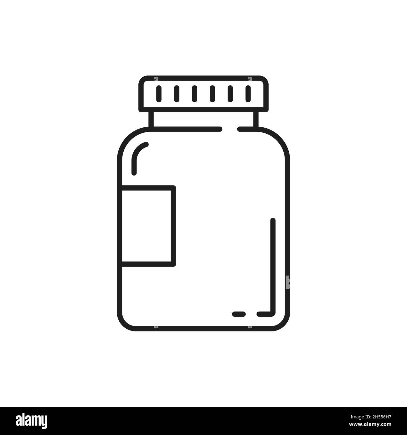 Flacon en plastique avec bactéries probiotiques isolé ligne mince icône.Vecteur supplément ad, bactéries intestinales maintenant l'équilibre sain, immunitaire et digestif Illustration de Vecteur
