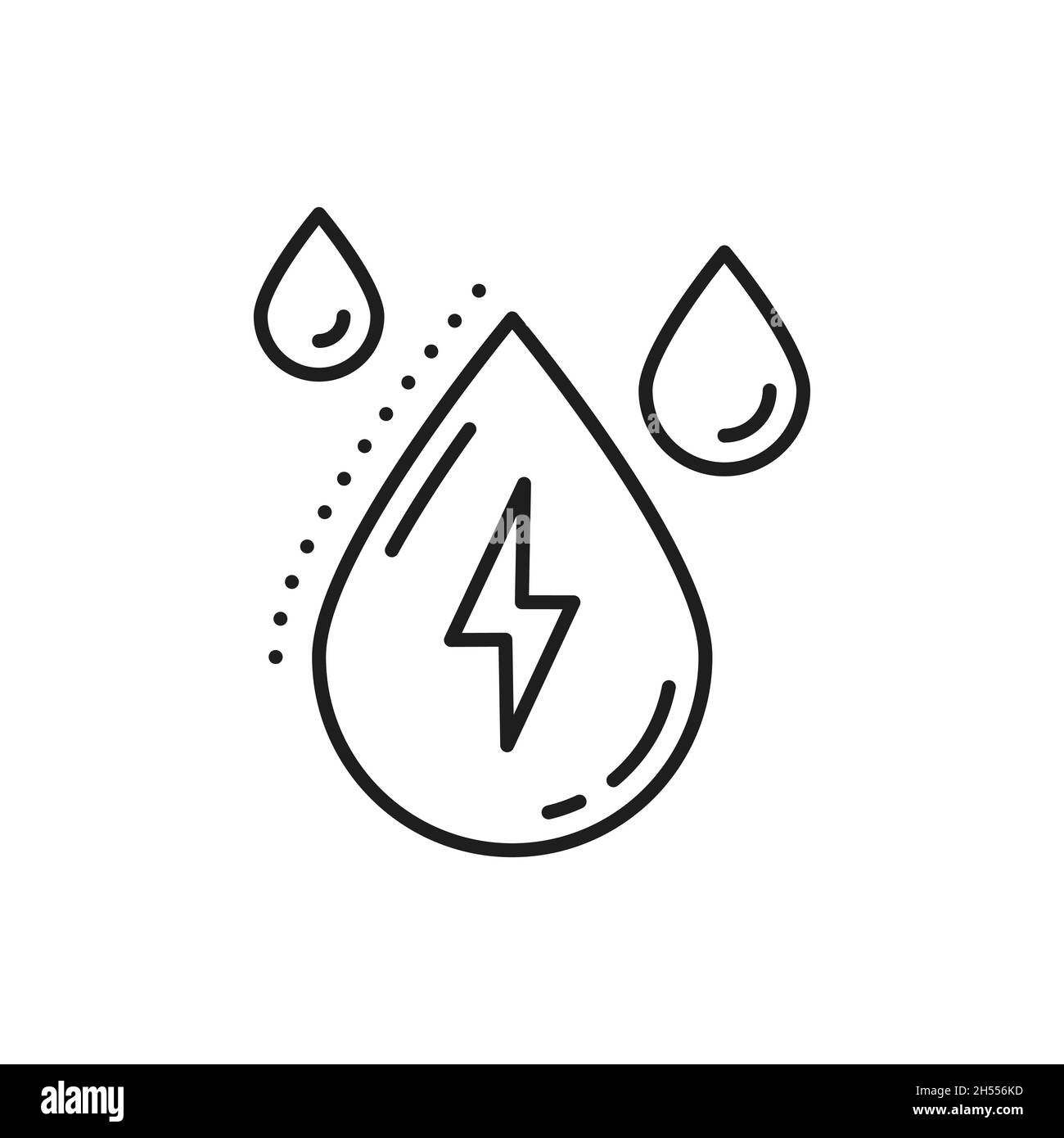 Boulon d'éclairage et gouttes de pluie isolés sources d'énergie naturelle icône de ligne mince.Vecteur temps pluvieux, écologique propre et des objets d'énergie verte.Détestent Illustration de Vecteur