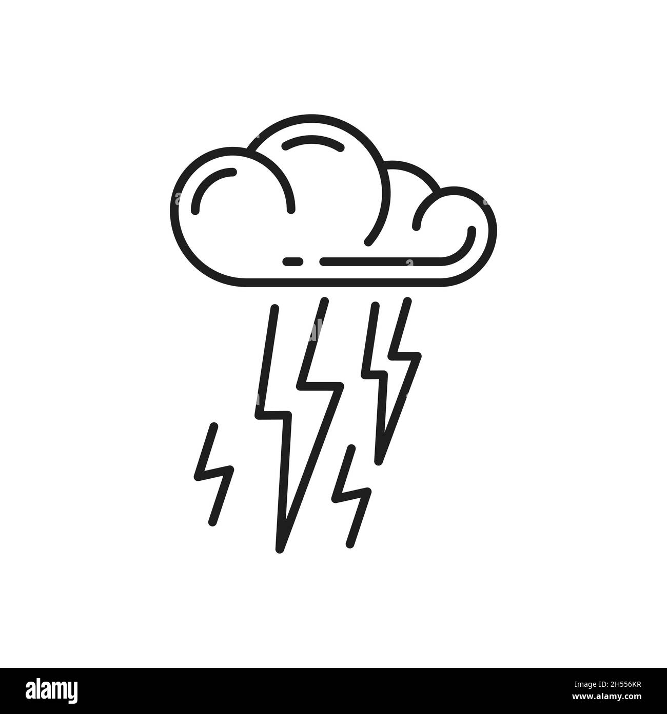 Icône de ligne mince de source d'énergie naturelle isolée de type nuage et boulon d'éclairage.Vecteur écologique énergie propre et verte, panneau météo pluvieux, prévisions météorologiques Illustration de Vecteur