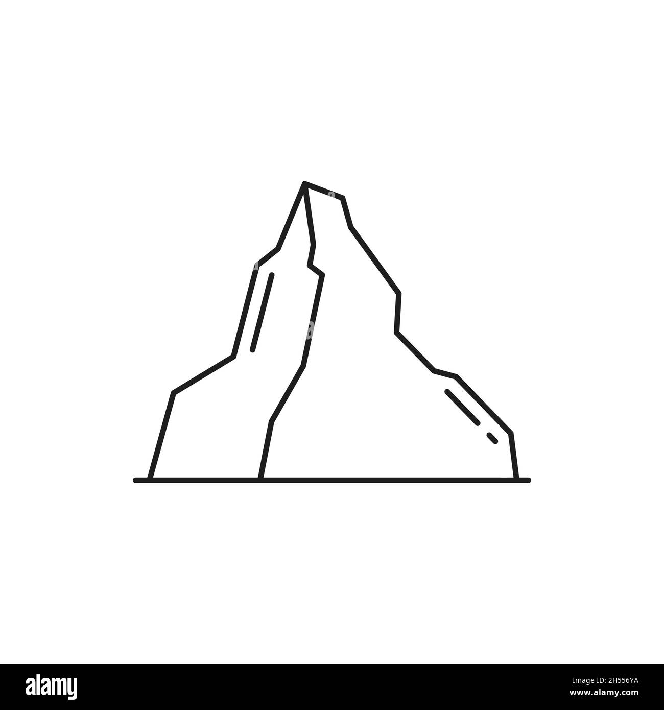 Le symbole de montagne du Cervin de Suisse isolé icône de ligne mince.Vector Mont Monte Cervino pic dans les Alpes, hiver suisse hobby sport aventure signe, t Illustration de Vecteur