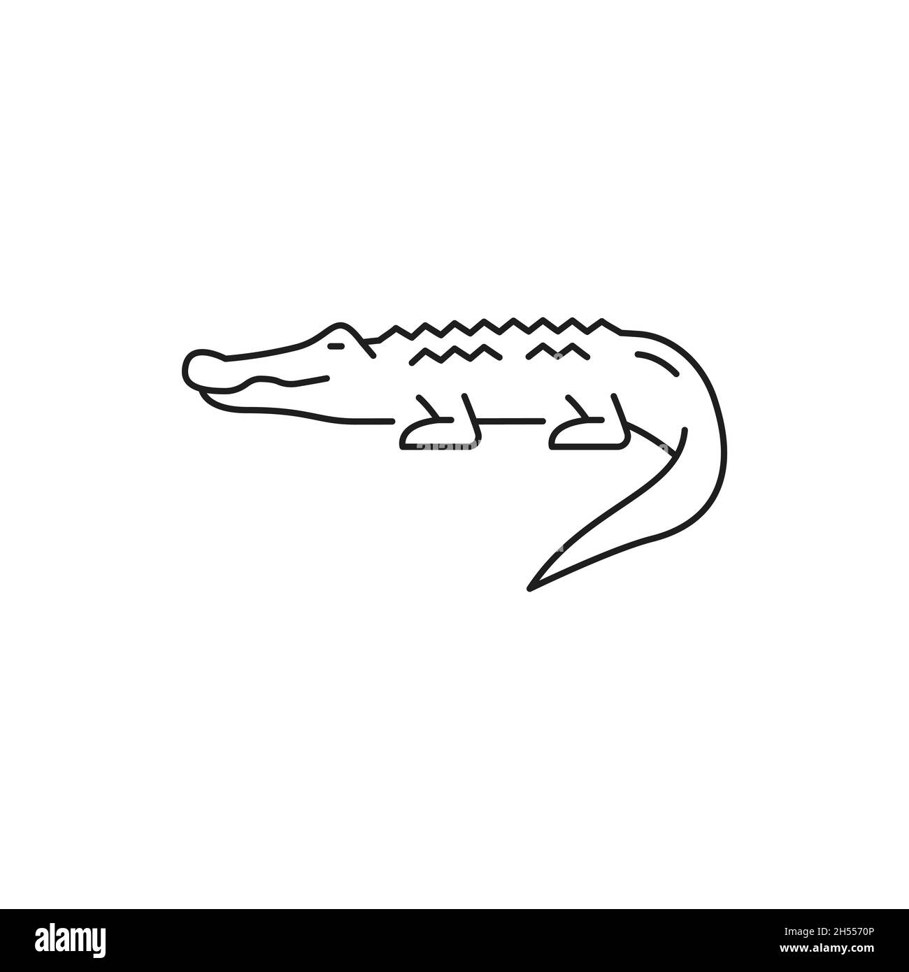 Crocodile sauvage, icône de ligne mince isolée d'un alligator américain.Vecteur mississippiensis prédateur animal, symbole de la Thaïlande, créature dangereuse.Rouge thaï Illustration de Vecteur