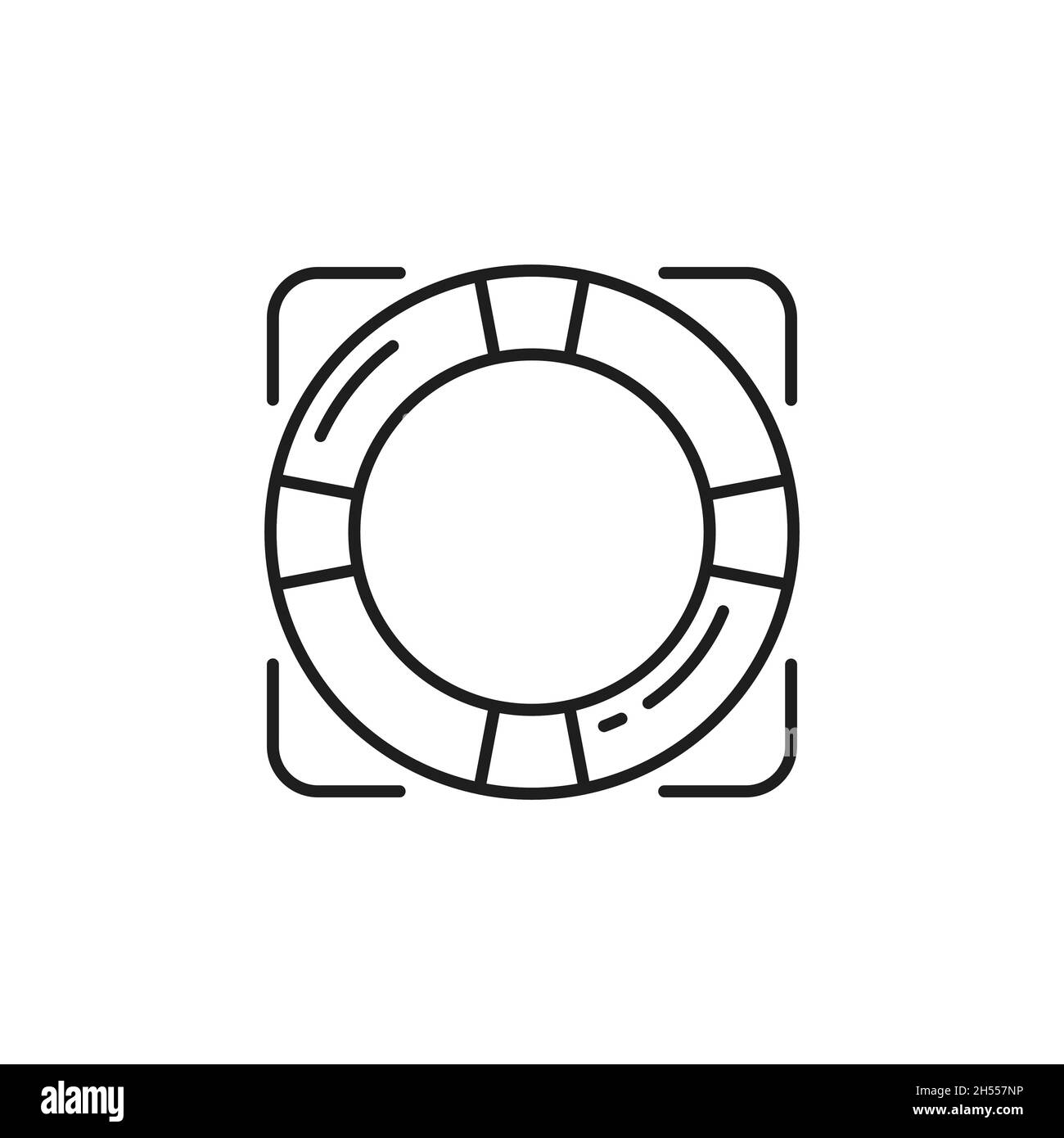 Sauvetage bouée de sauvetage cercle information guide signe isolé ligne mince icône.Services de sauvetage Vector, aide pour les clients, aide à l'assistance, sécurité comme Illustration de Vecteur