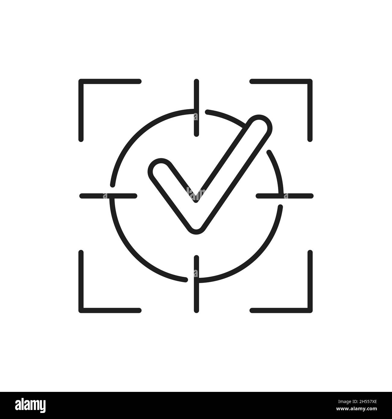 Fin astuce dans l'icône de contour isolé de cible d'objectif.La direction et la gestion des vecteurs, la réussite et la réussite de l'entreprise sont des points clés.Victoire et carrière, b Illustration de Vecteur