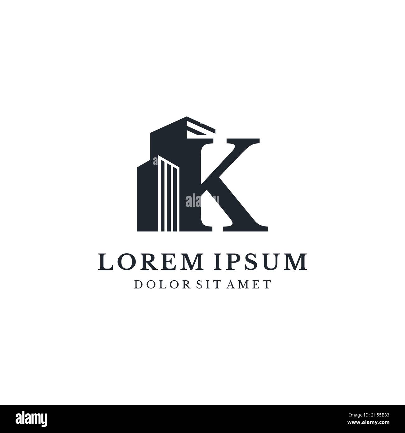 Lettre K avec logo du bâtiment, modèle de dessin d'illustrations vectorielles.Vecteur eps 10. Illustration de Vecteur