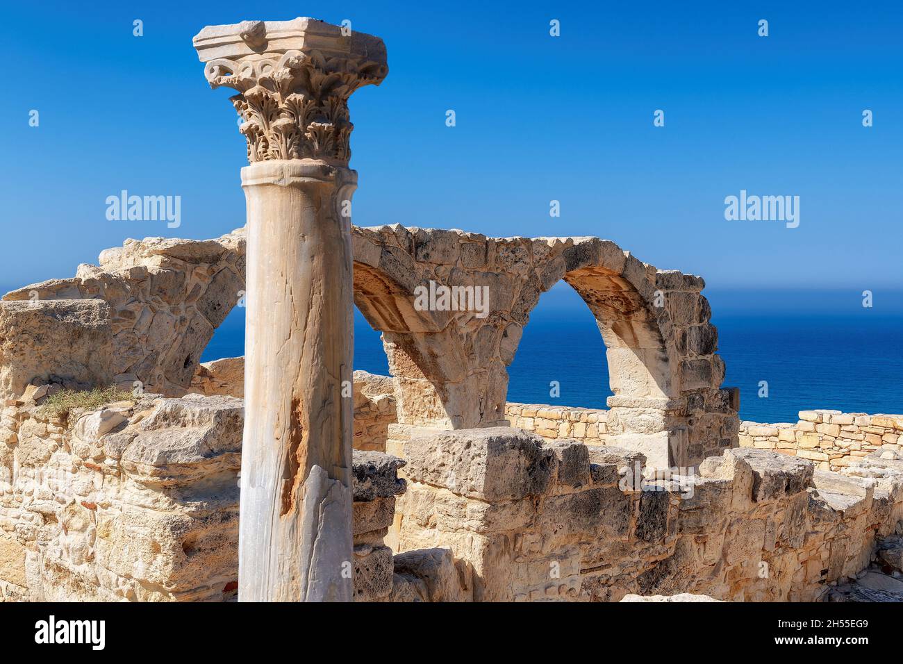 Anciennes ruines grecques de l'ancien Kourion, district de Limassol.Chypre. Banque D'Images