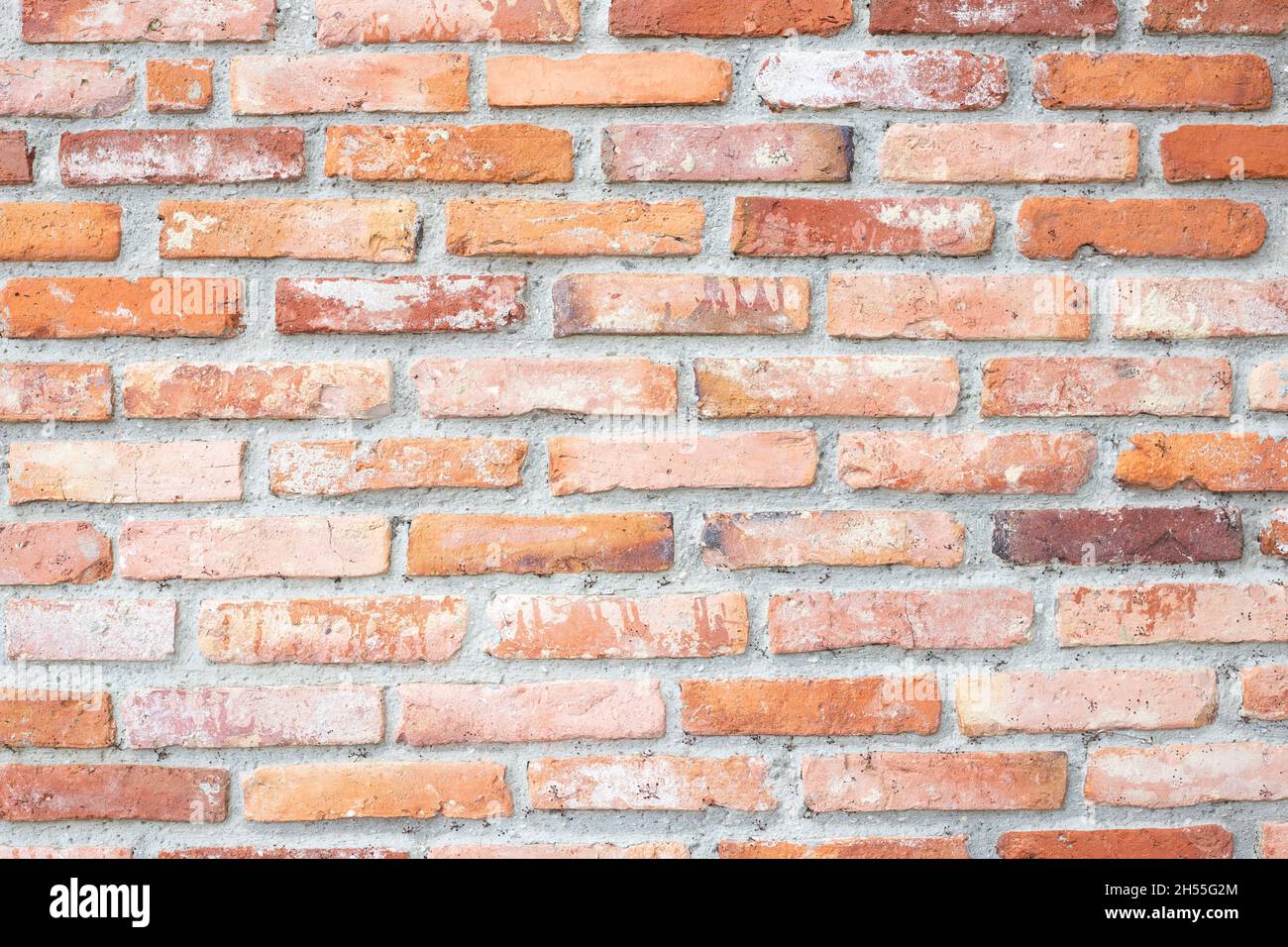 Photo ouverte d'un vieux mur de briques rouges. Fond urbain classique. Fond pour la photographie moderne. Pas de vignetage. Banque D'Images