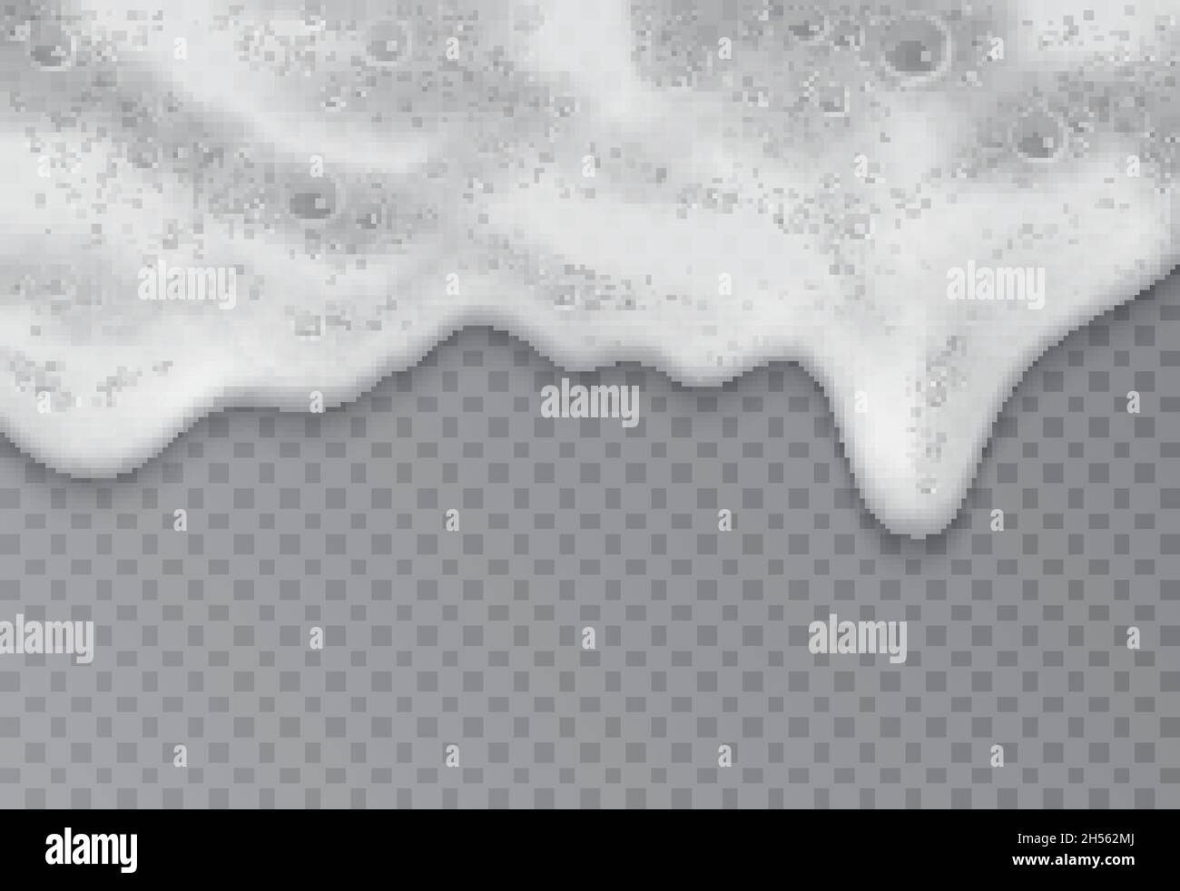 Mousse avec du savon ou des bulles de bière, illustration vectorielle de la  vue de dessus.texture réaliste 3d de la bordure de l'eau de mer d'été vague  mousseuse sur la plage, douche