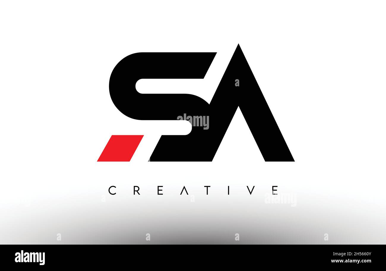 Sa Design de logo lettre moderne créatif.Lettres d'icône sa logo Vector Illustration en noir et rouge Illustration de Vecteur