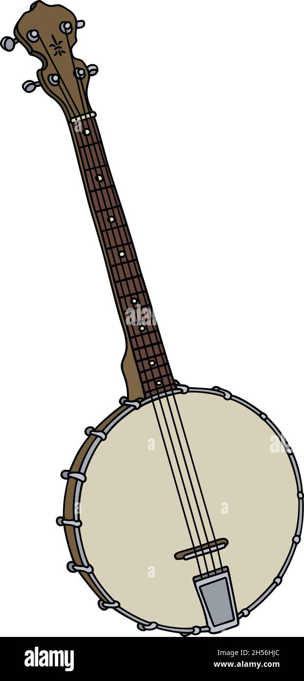 Dessin à la main d'un banjo vintage à quatre cordes Illustration de Vecteur