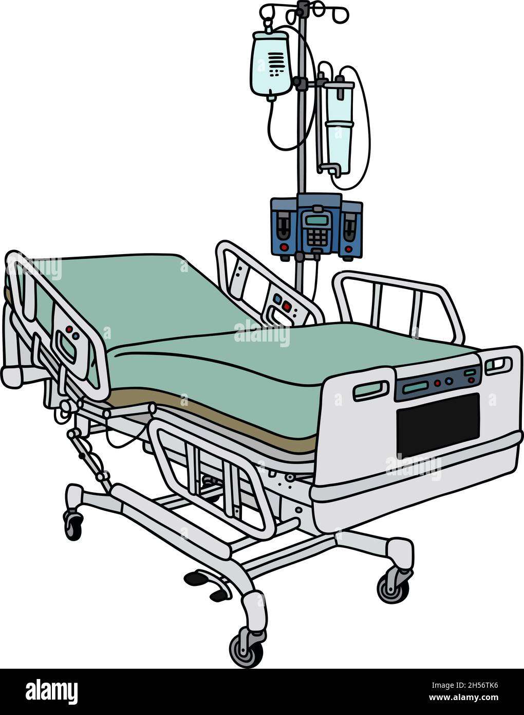 Dessin manuel d'un lit de position d'hôpital Illustration de Vecteur