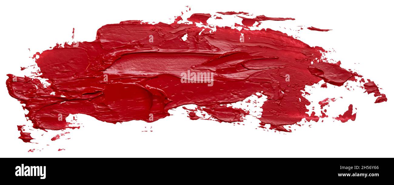 Trait de pinceau texturé à l'huile rouge, illustration vectorielle eps 10 isolée sur fond blanc. Illustration de Vecteur