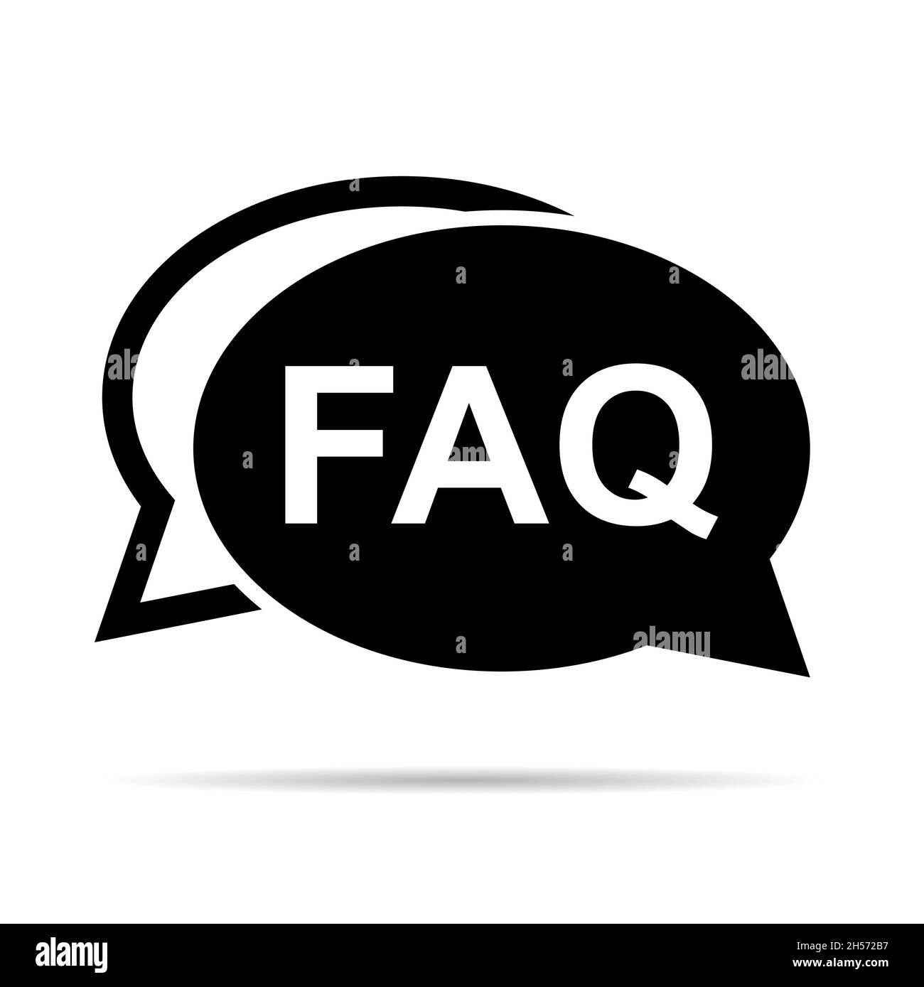 FAQ, icône de vecteur de questions fréquemment posées. Symbole de bulle d'information, message d'aide . Illustration de Vecteur