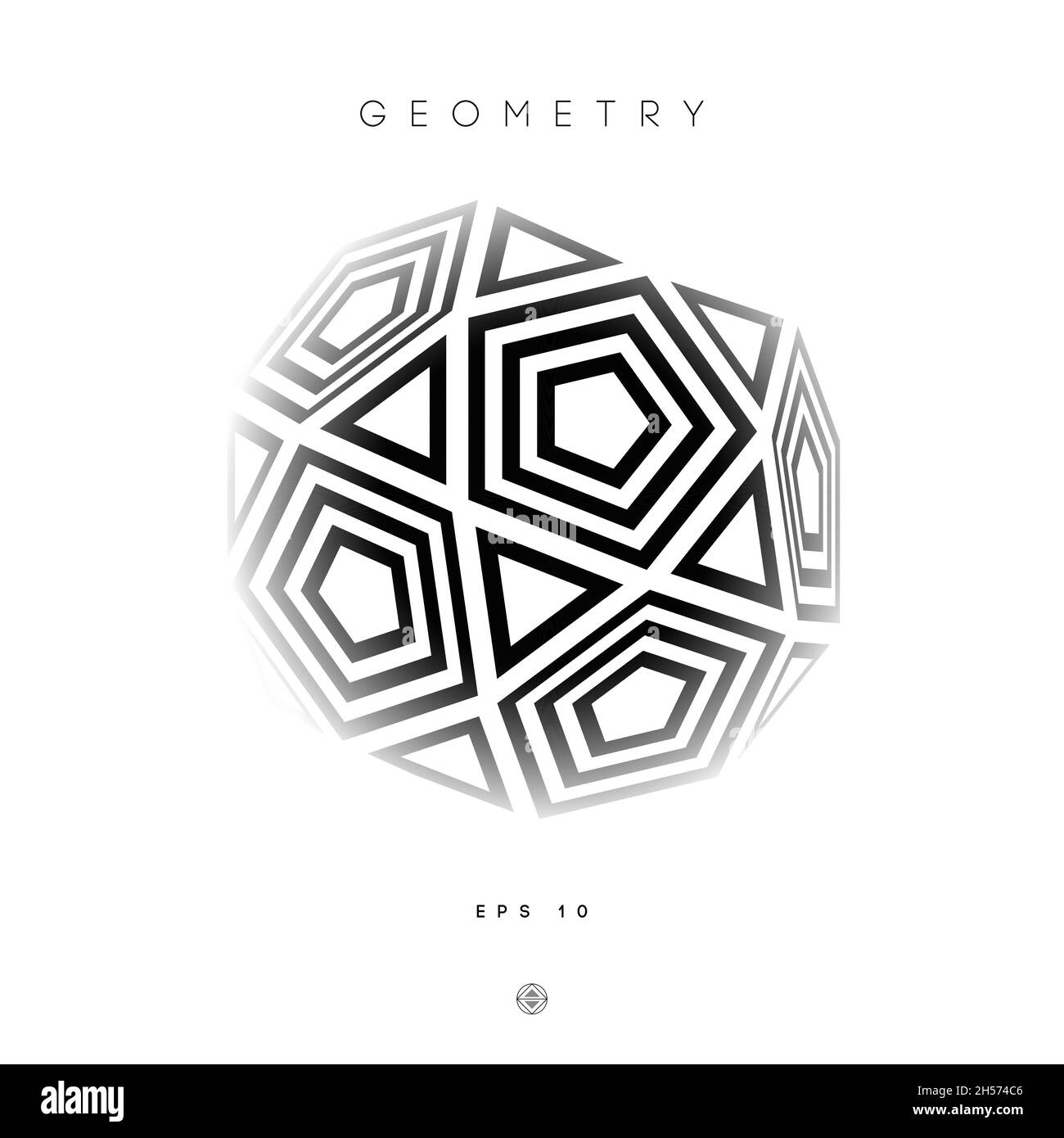 Logo du Pentagone avec triangle op. Art. Figure à rayures lignes du pentagone EPS 10. Illustration de Vecteur