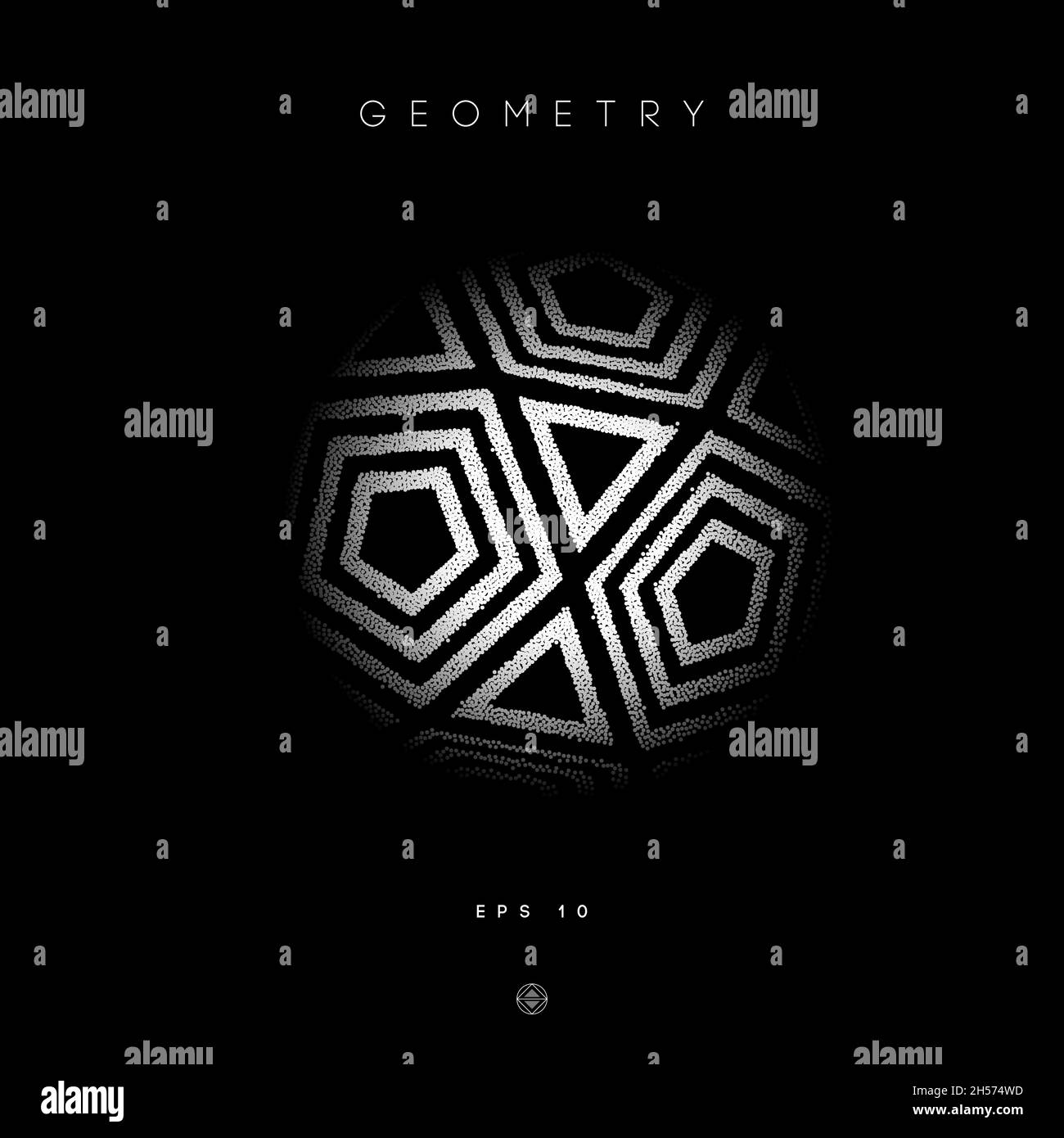 Logo du Pentagone avec triangle op. Art. Figure à rayures lignes du pentagone EPS 10. Illustration de Vecteur