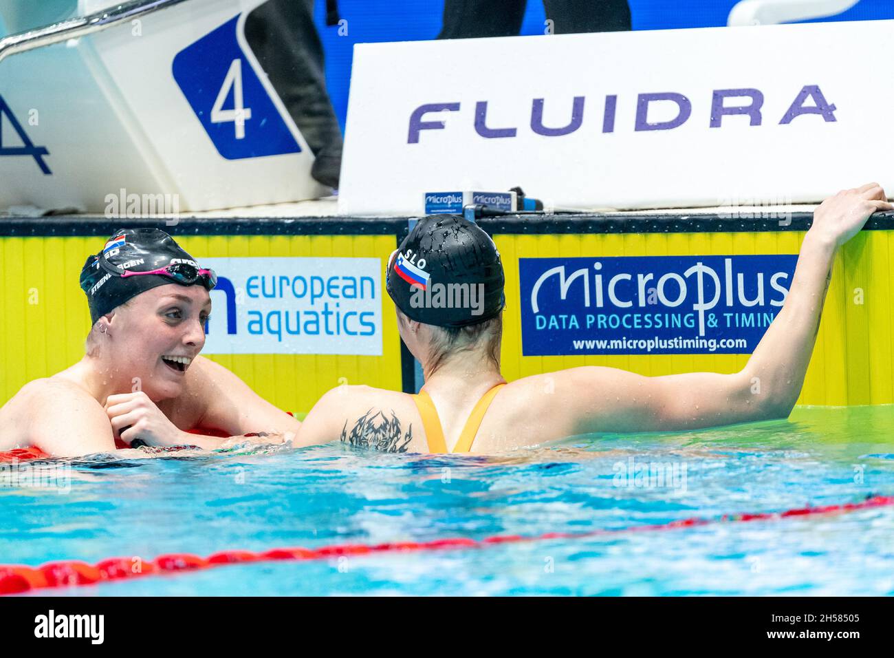 Steenbergen Marrit NED Médaille d'or, Fain Katja SLO Bronze Medal200m Freestyle Women final Kazan, Russie.07th nov. 2021.Aquatics Palace LEN European Short course natation Championships photo Giorgio Scala/Deepbluemedia/Insidefoto Credit: Insidefoto srl/Alay Live News Banque D'Images