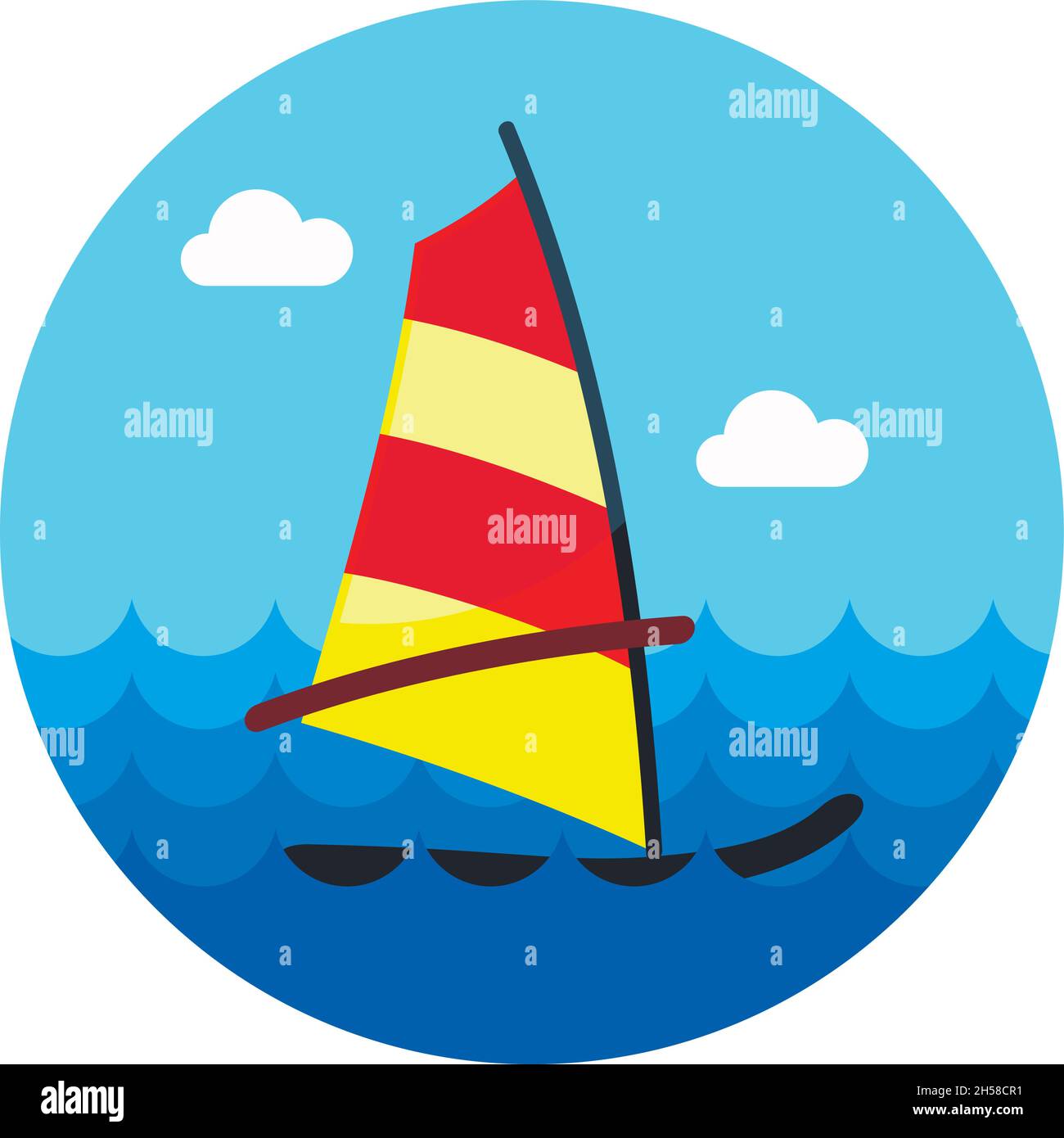 Icône vecteur planche à voile.Plage.Été.L'été.Vacances.Vacances, eps 10 Illustration de Vecteur