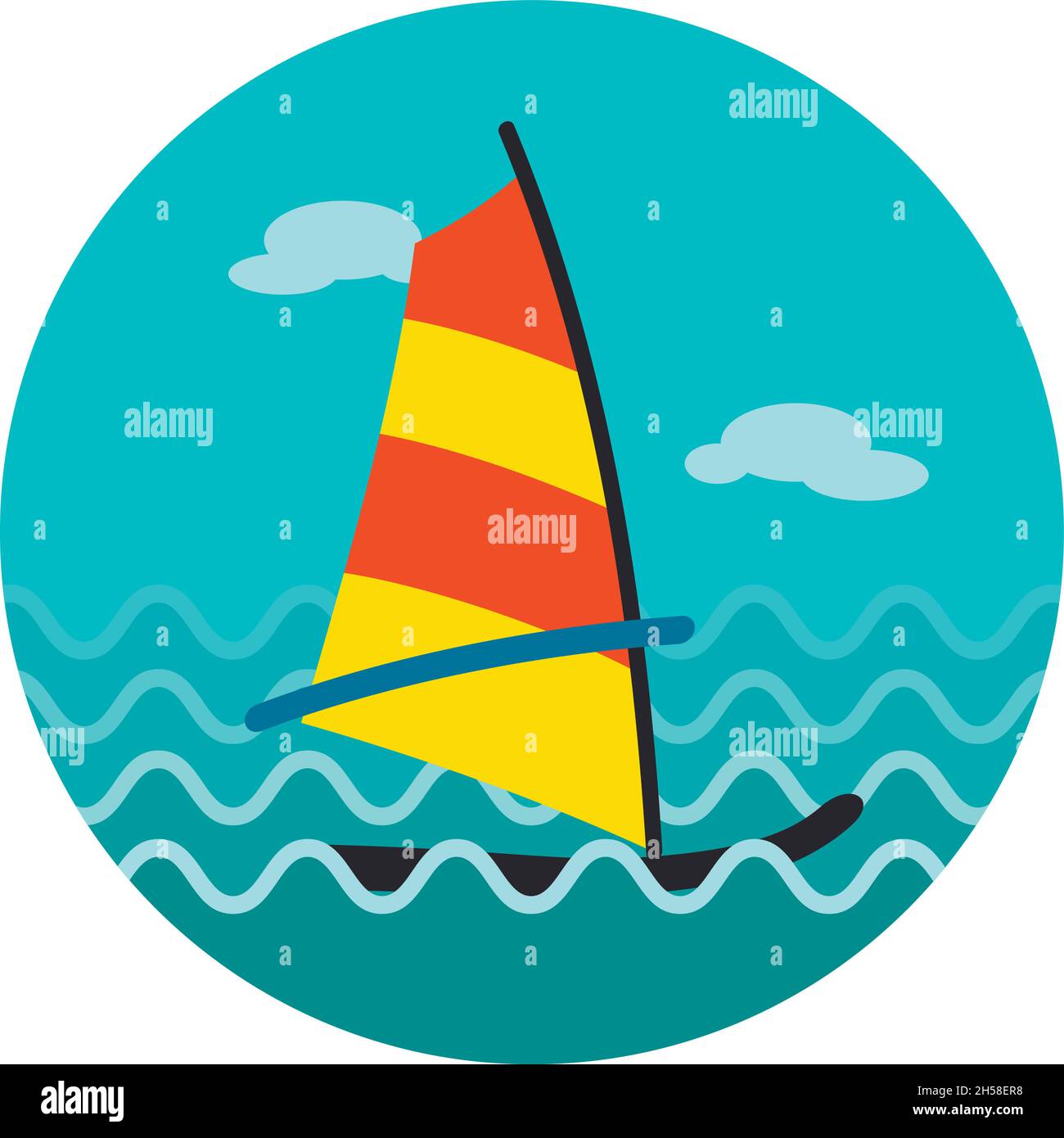 Icône vecteur planche à voile.Plage.Été.L'été.Vacances.Vacances, eps 10 Illustration de Vecteur