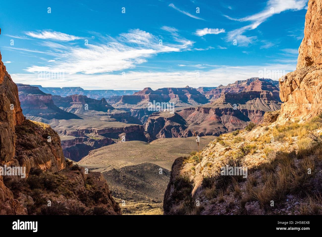 Vue panoramique sur le Grand Canyon depuis South Kaibab Trail, Arizona, États-Unis Banque D'Images