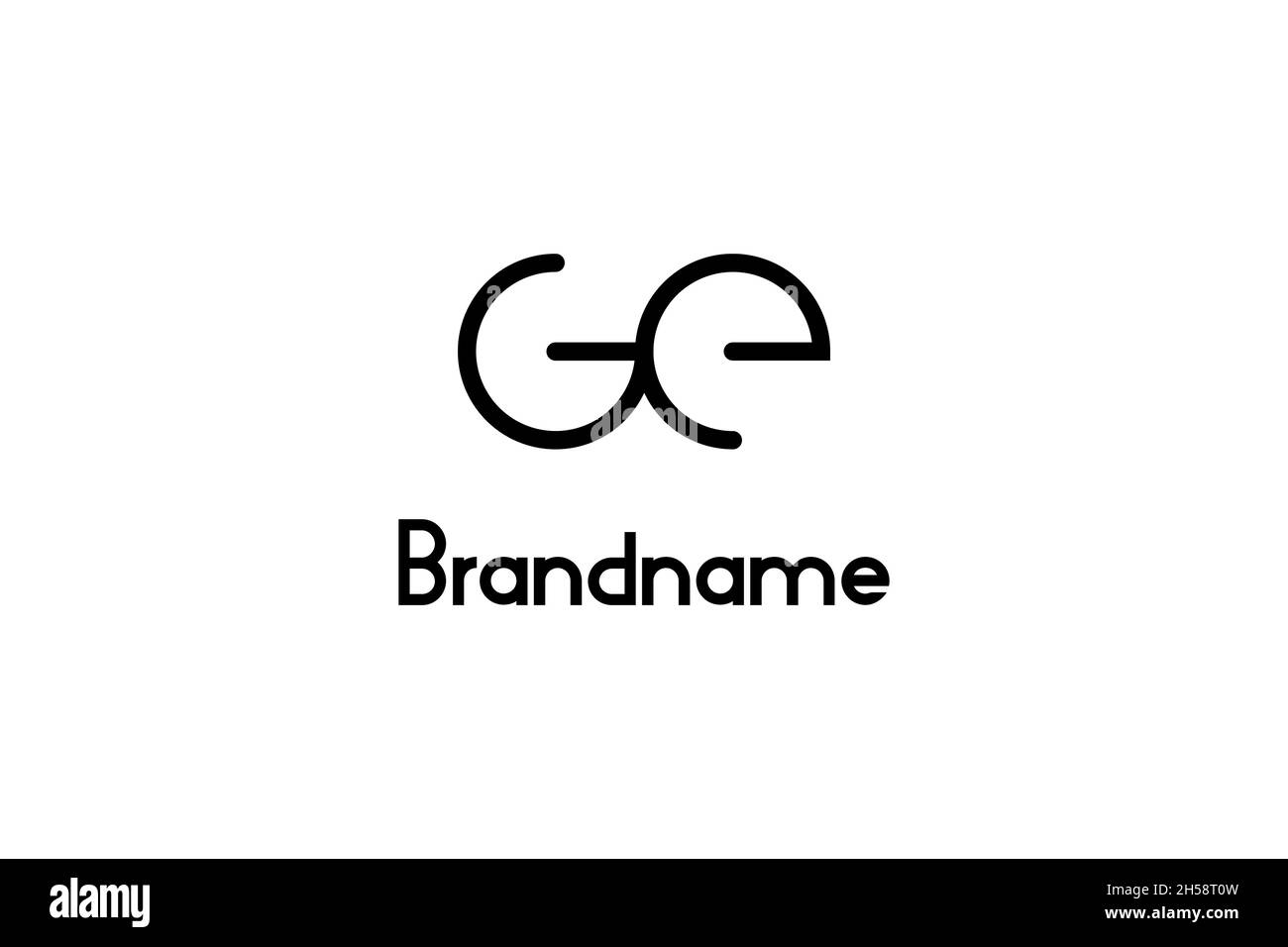 Modèle de conception de logo GE de lettre.Style art de ligne.Logo moderne et élégant. Illustration de Vecteur