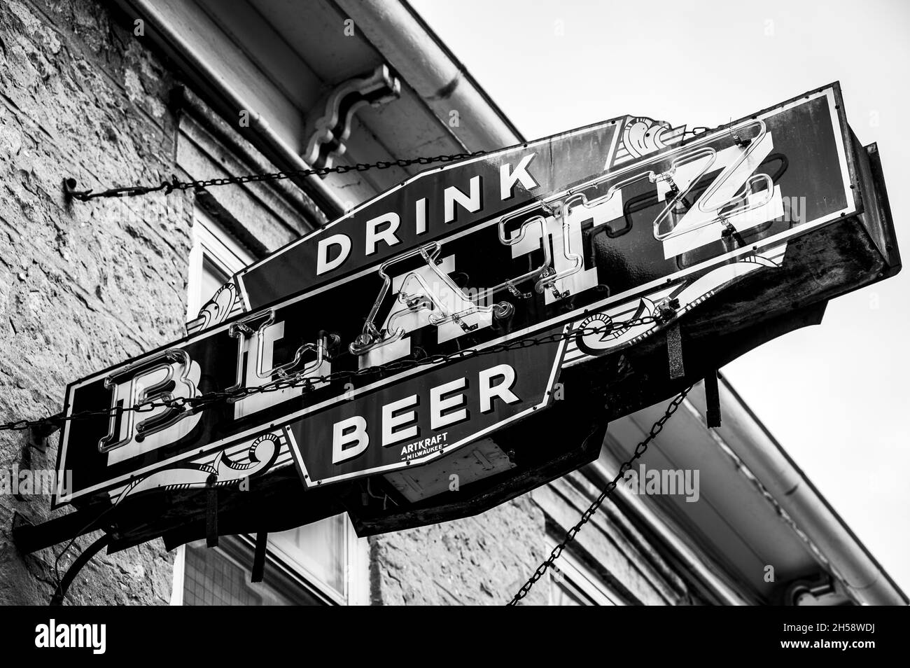 Old Milwaukee, WI marque de la compagnie de brassage de Blatz Beer Banque D'Images