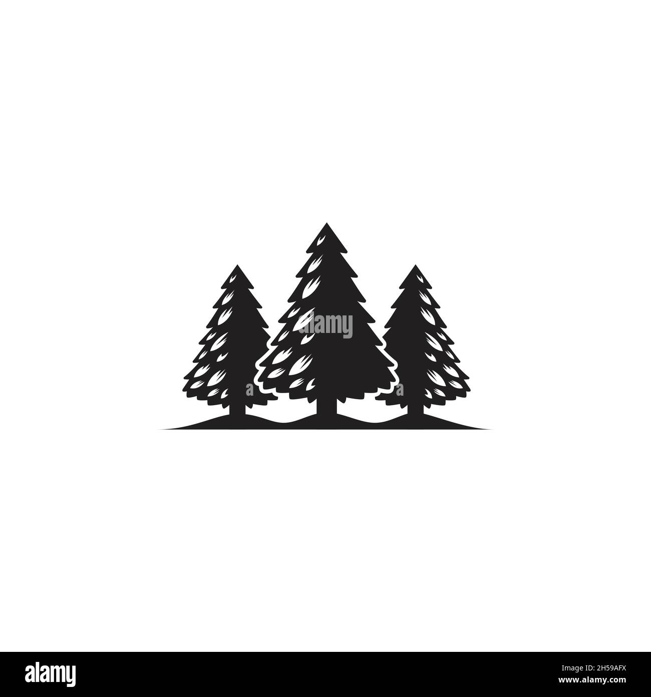 illustration vectorielle. logo avec le concept de la forme de trois arbres en noir. agriculture. Illustration de Vecteur