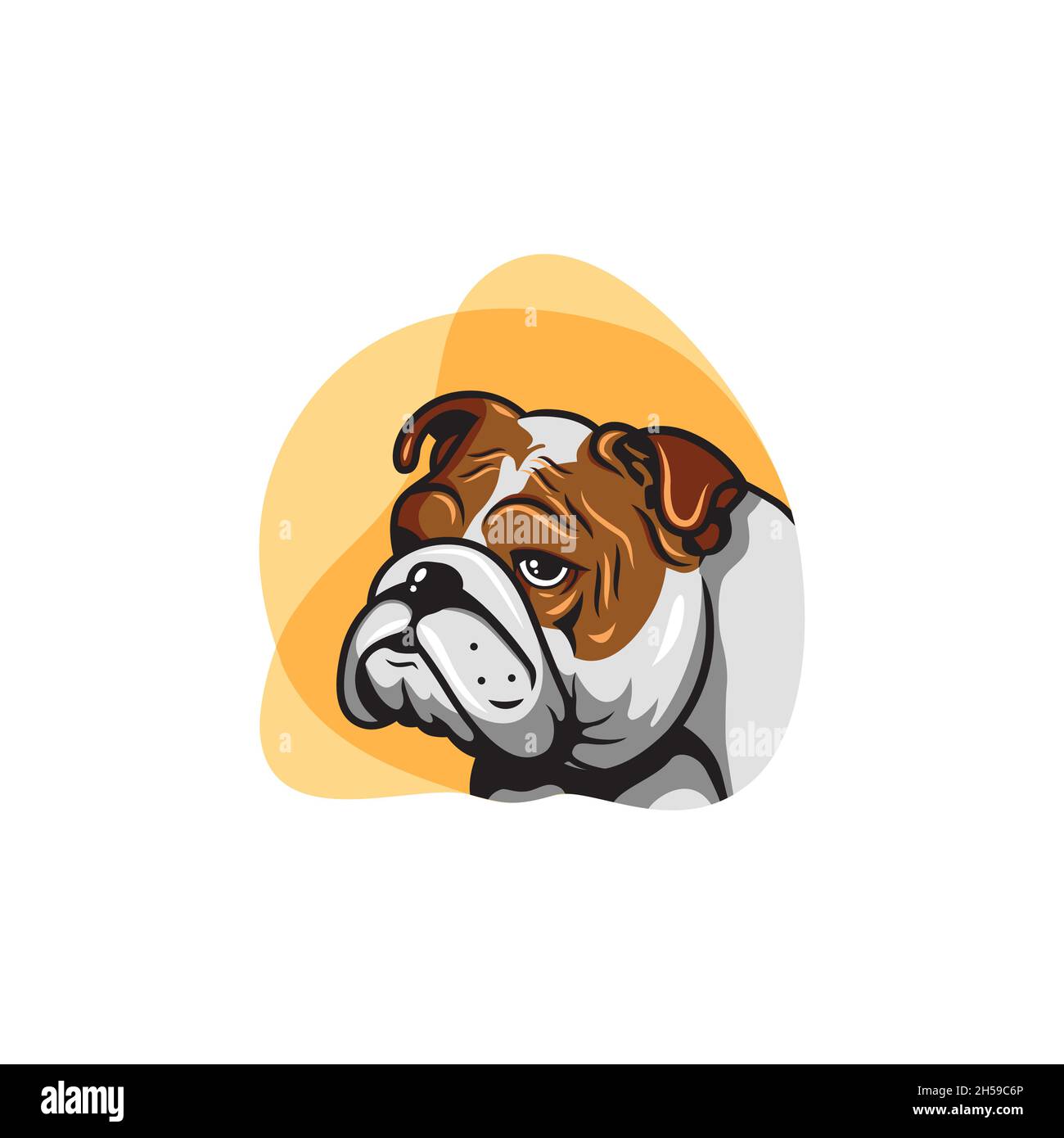 Le logo est en forme de tête de bouledogue, avec un soupçon d'élégance moderne. Illustration de Vecteur