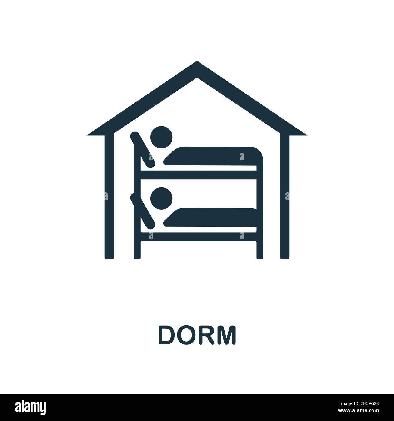 Icône dorm.Panneau monochrome de la collection universitaire.Illustration de l'icône Creative Dorm pour la conception de sites Web, les infographies et bien plus encore Illustration de Vecteur