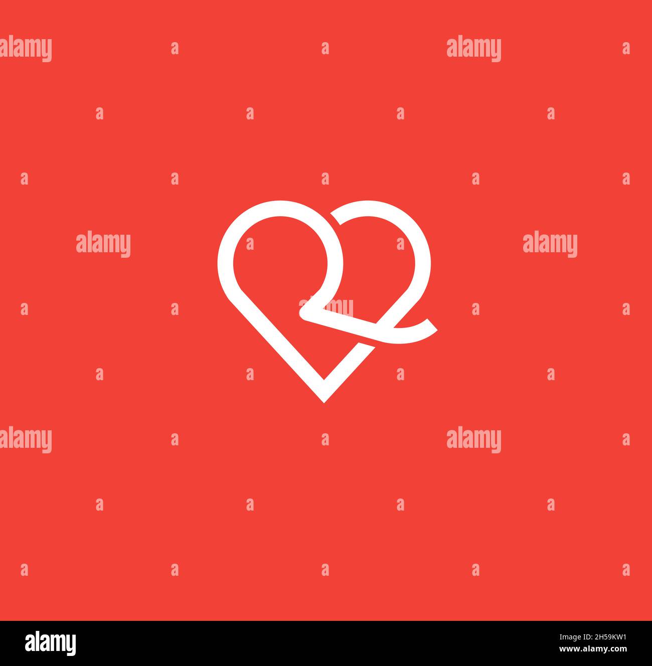 Illustration simple et propre logo initial ligne mono r avec coeur, lettre r coeur logo amour icône Illustration de Vecteur