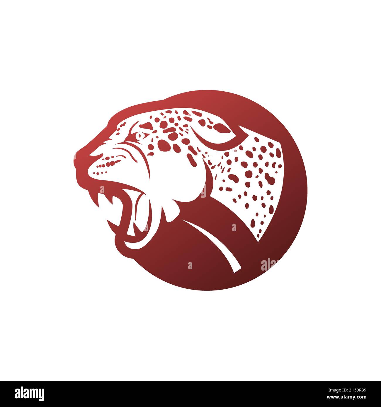 Jaguar, le logo Leopard, avec un visage en colère et un visage attaquant. Illustration de Vecteur