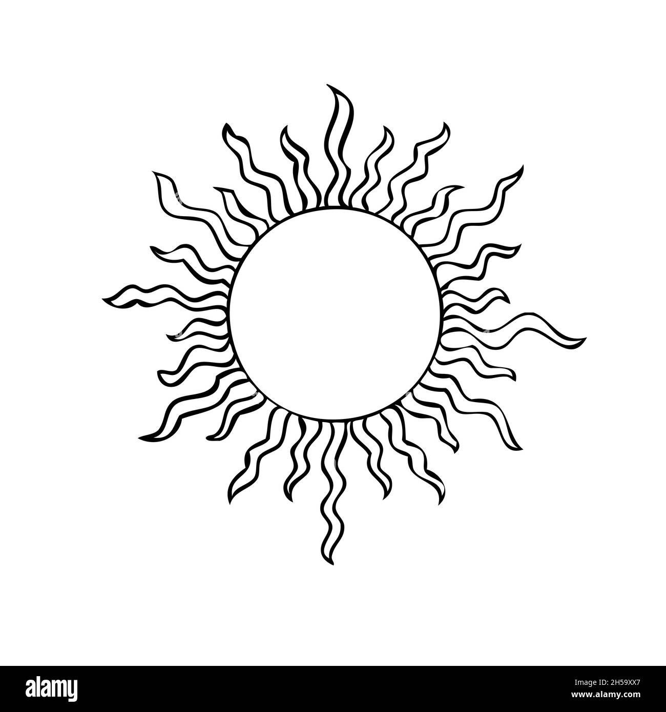 Symboles ésotériques du soleil.Signes célestes.Illustration vectorielle dessinée à la main Illustration de Vecteur