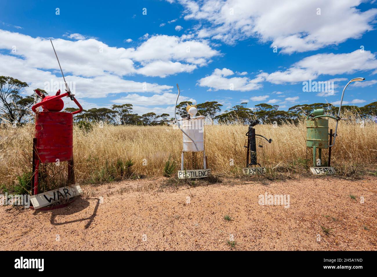 L'art amusant des animaux le long de la piste de Tin Horse Trail, Kulin, la région de Wheatbelt, Australie occidentale, Australie occidentale,Australie Banque D'Images