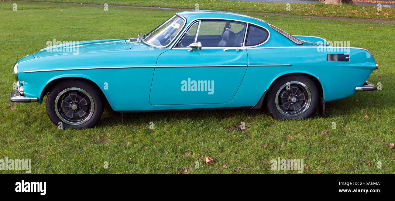 Vue latérale d'un Turquoise, 1971, Volvo P1800 E Banque D'Images