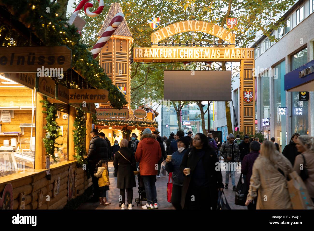 Le marché de Noël de Birmingham Francfort 2021.L'événement a été annulé en 2020 en raison des restrictions de Covid. Banque D'Images