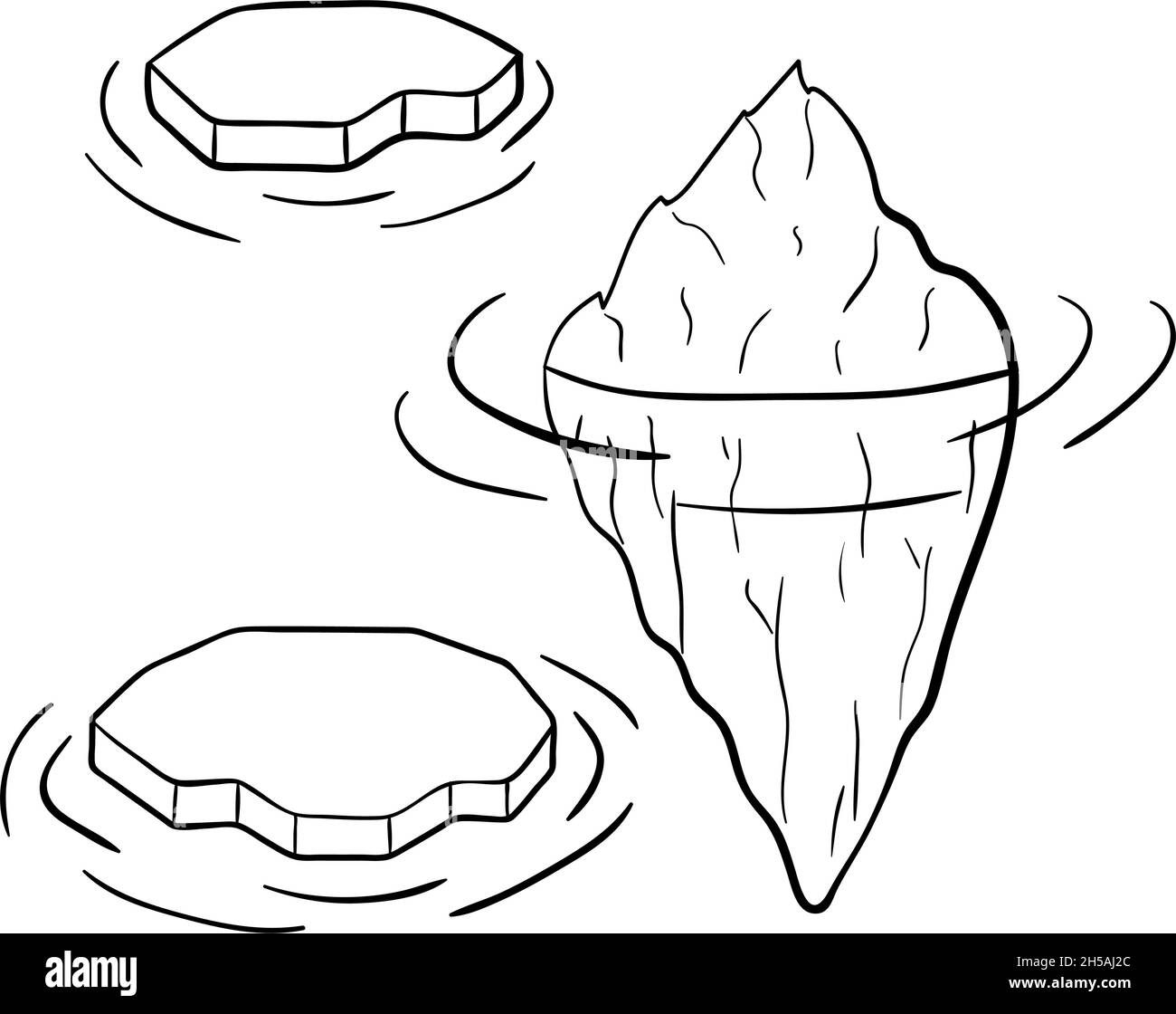 Ensemble de trois illustrations d'hiver tirées à la main de l'arctique froid et isolées sur fond blanc Illustration de Vecteur