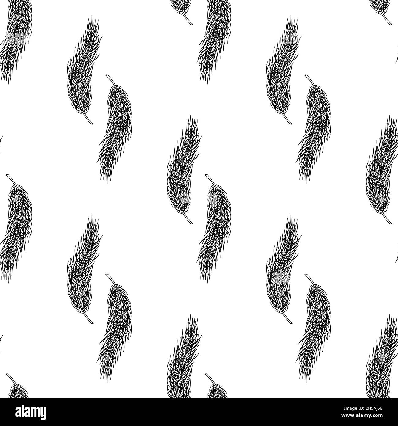 Motif sans couture de branche de pin, fond de Noël du nouvel an, imprimé botanique dessiné à la main.Papier peint de saison vectoriel, tissu textile d'hiver, design en papier Illustration de Vecteur