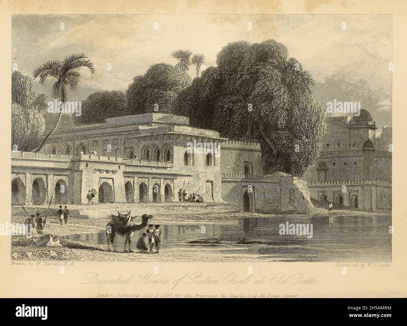 Maisons de Patan Chiefs à Old Delhi du livre « The Oriental Annual, or, Scenes in India » du rév. Hobart Caunter publié par Edward Bull, Londres 1838 gravures de dessins de William Daniell Banque D'Images