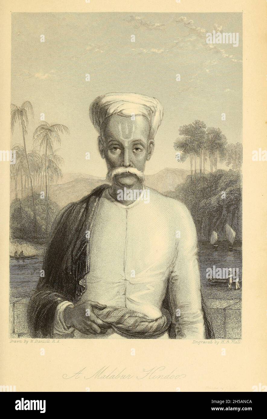 Un Malabar Hindoo du livre « The Oriental Annual, or, Scenes in India » du rév. Hobart Caunter publié par Edward Bull, Londres 1838 gravures de dessins de William Daniell Banque D'Images