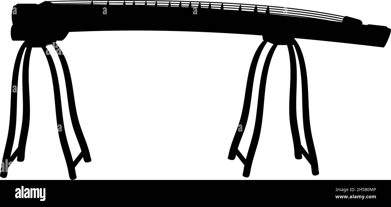 Instrument à cordes musicales silhouette de l'Asie de l'est. Illustration de Vecteur