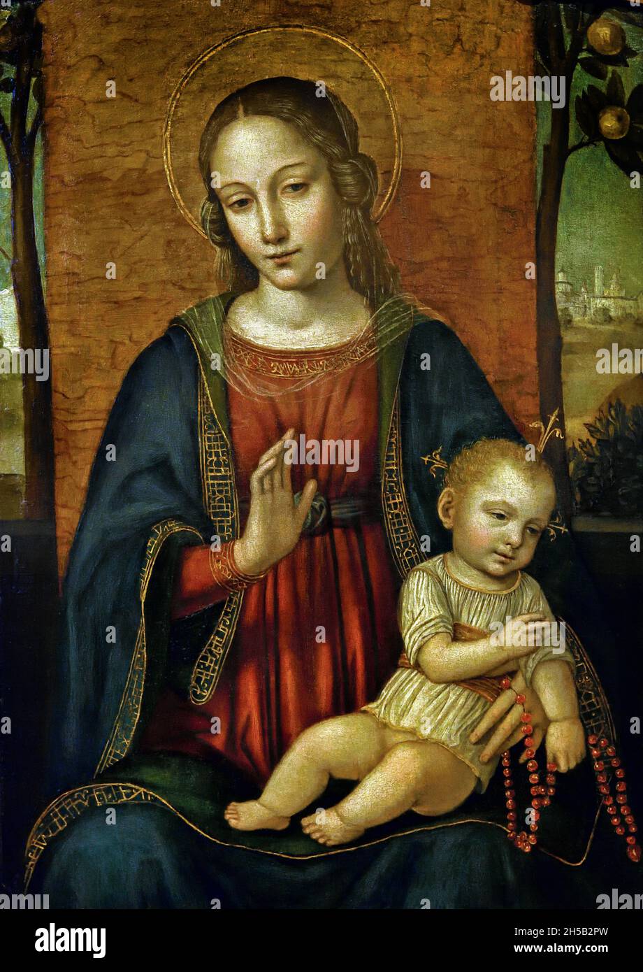 Madonna et l'enfant 1512 - 1520 par Ambrogio da Fossano connu sous le nom de Bergognone, 1451-1456/ 1523 ca.Italie, Italien, Banque D'Images