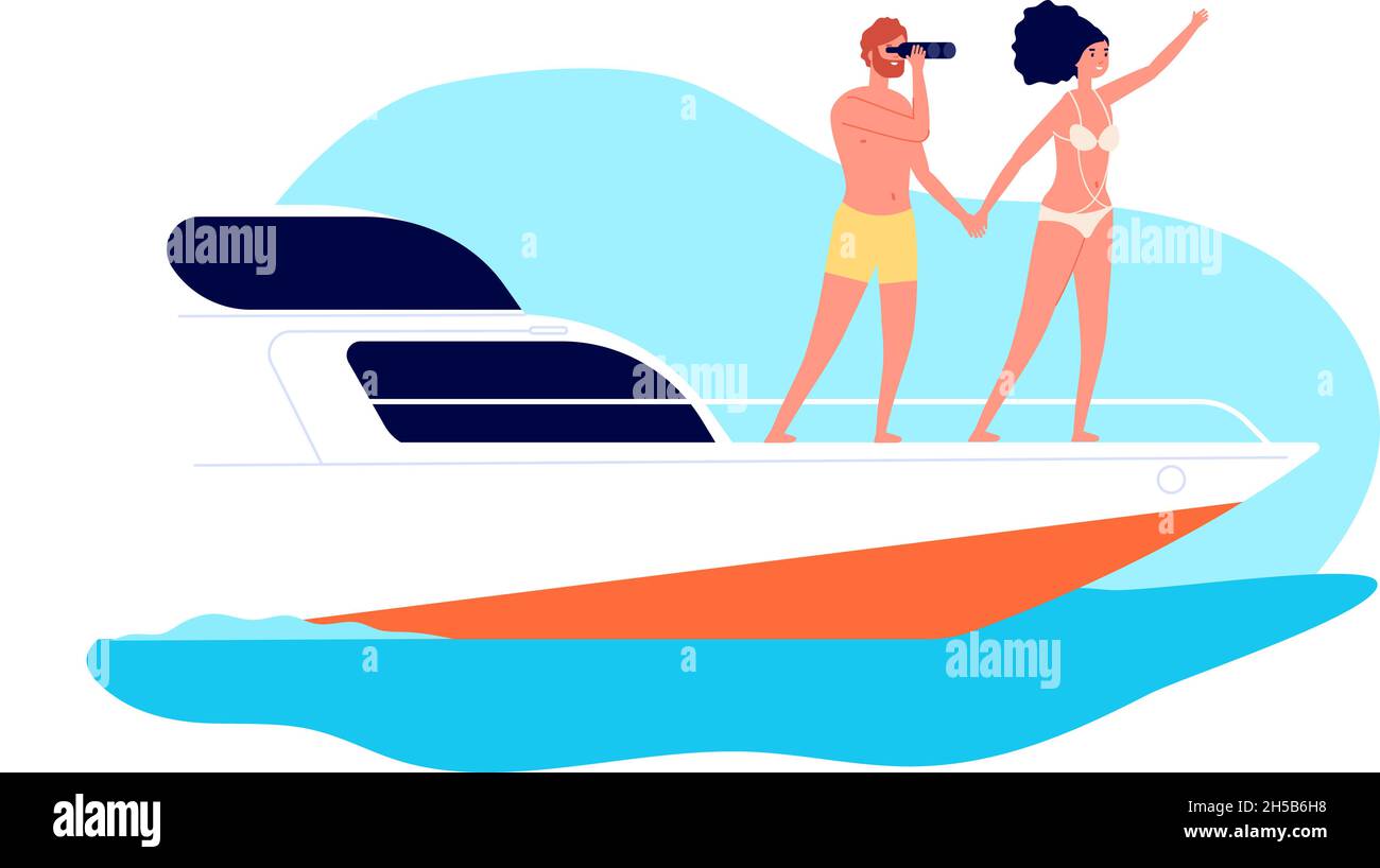 Jeune couple sur yacht Banque d