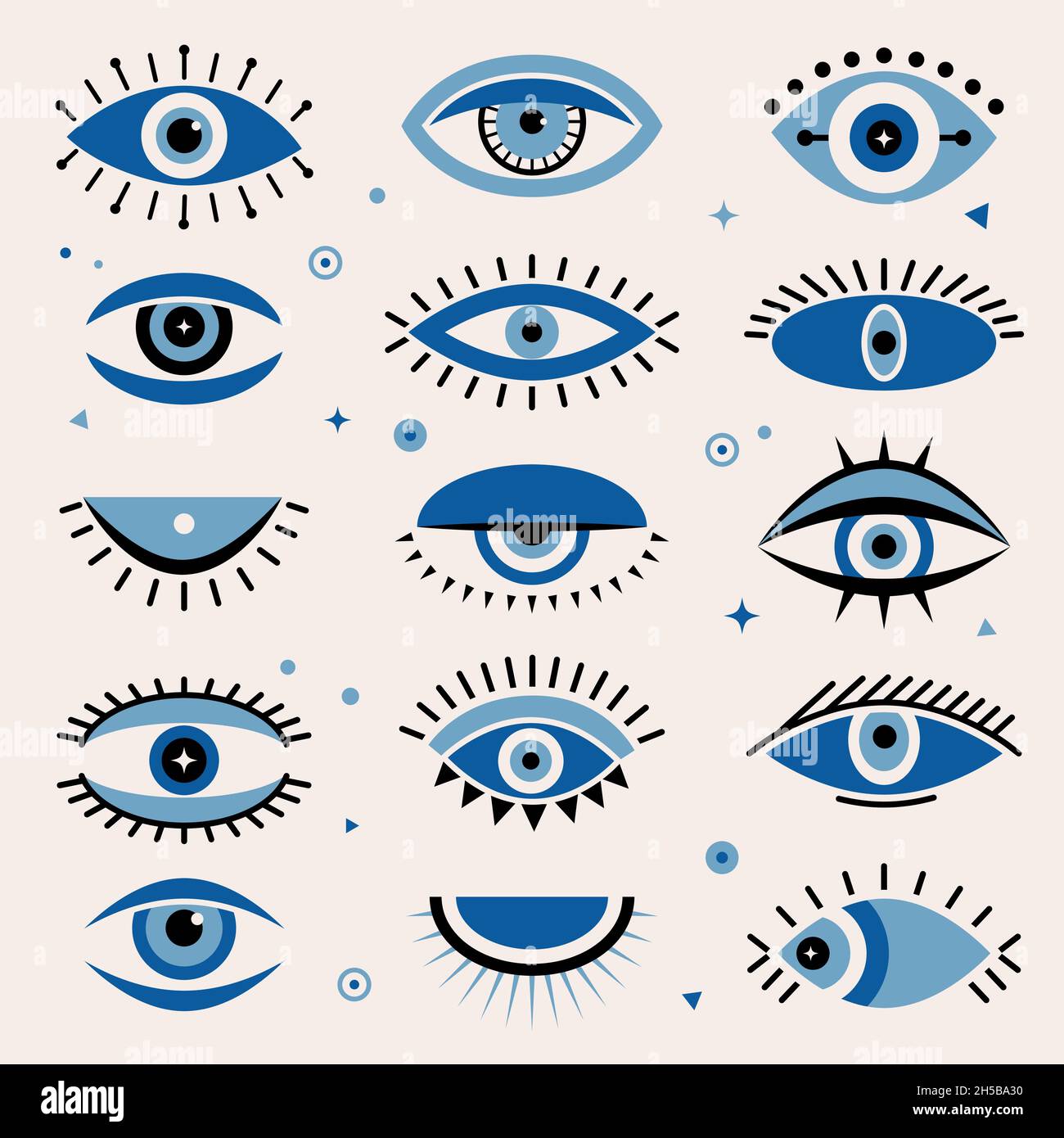 Œil malin.Tribal ornemental ethnique graphique grèce traditionnel esquisse des éléments vectoriels Illustration de Vecteur