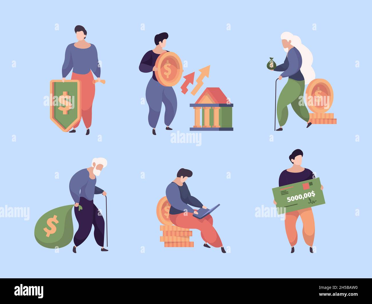 Paiements sociaux.Clients commerce services bancaires dépôts comptes d'argent garish plate business vecteur financier métaphores Illustration de Vecteur