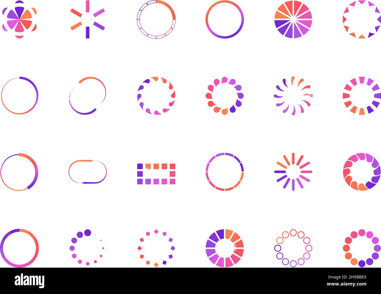 Charger les icônes.Les indicateurs de modèle Web de la barre de vitesse de processus de téléchargement garish les symboles vectoriels Illustration de Vecteur