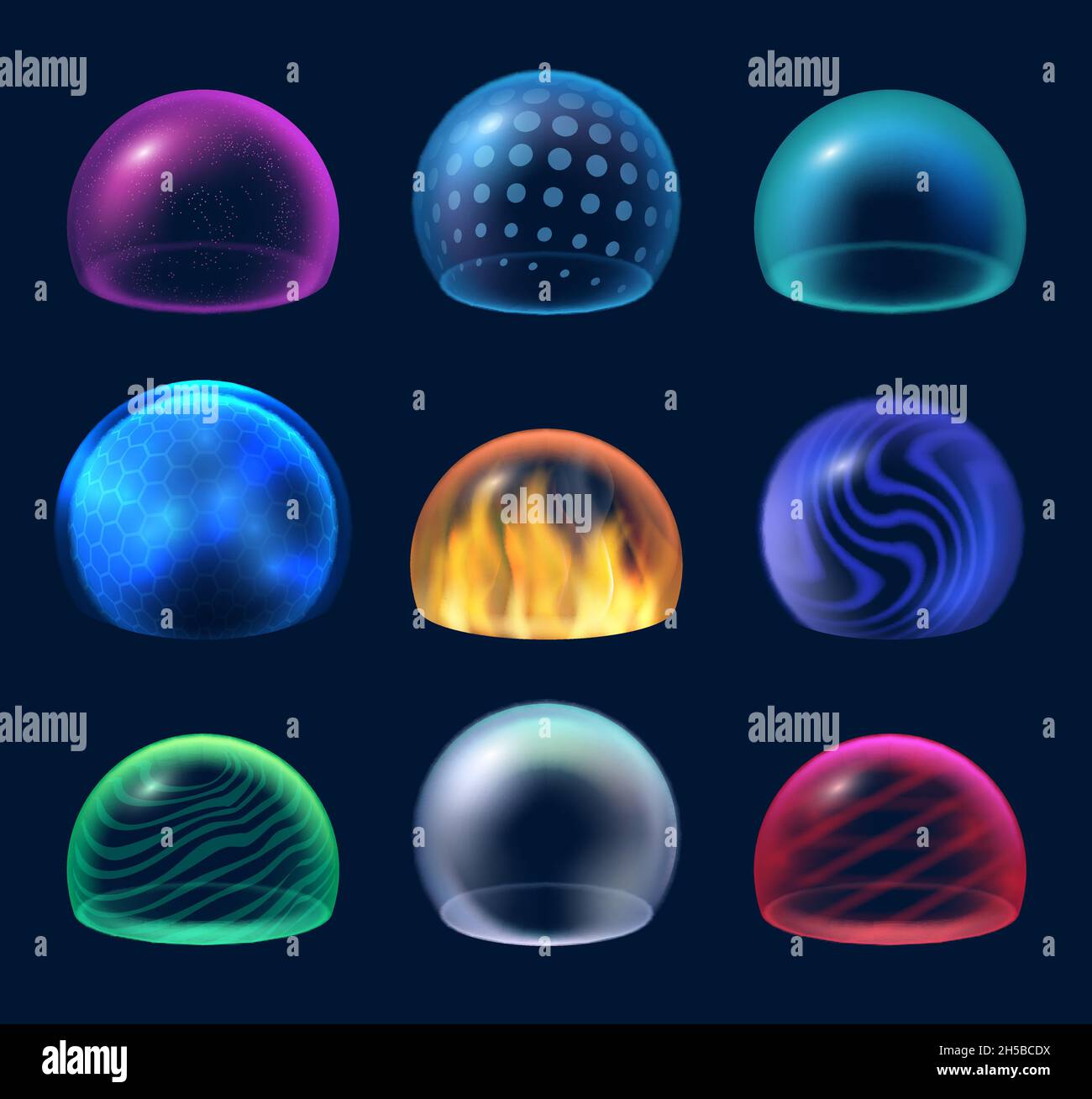 Protection contre l'énergie de réflexion.Transparent brillant environnement de sécurité cercles vecteur décent illustrations réalistes Illustration de Vecteur