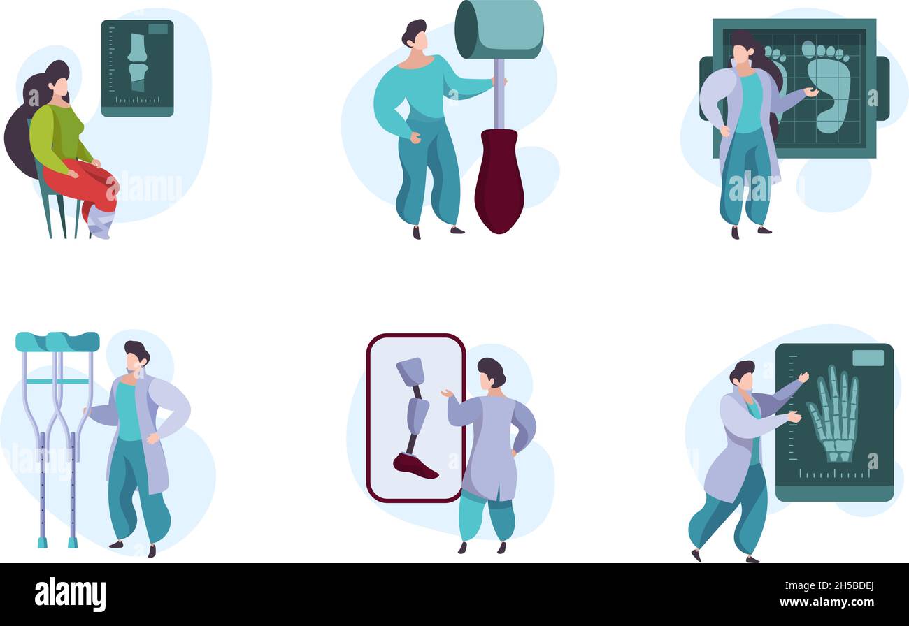 Concept d'orthopédie.Les rayons X des bras humains diagnostiquent le médecin et les patients les modèles de soins de santé garish les os vectoriels illustrations isolées Illustration de Vecteur