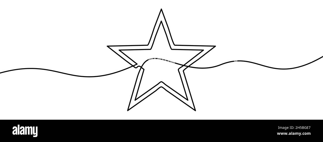 Dessin de ligne continue de l'étoile.Arrière-plan de mise en plan à une ligne.Illustration vectorielle.Icône en forme d'étoile linéaire Illustration de Vecteur