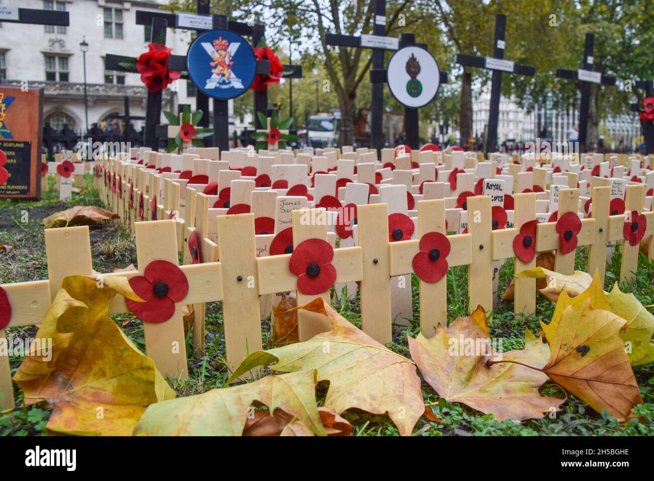 Londres, Royaume-Uni.8 novembre 2021.Hommages aux membres des forces armées qui ont perdu la vie au service de leur pays au champ du souvenir de l'abbaye de Westminster, qui ouvrira officiellement le jour du souvenir le 11 novembre.Credit: Vuk Valcic / Alamy Live News Banque D'Images