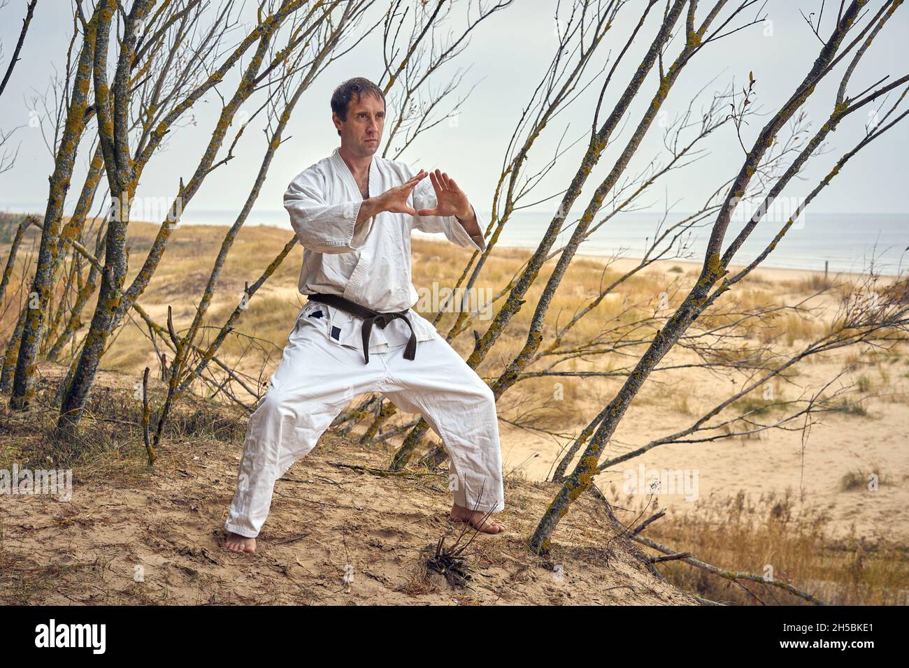 Karate man in kimono Banque de photographies et d'images à haute résolution  - Alamy