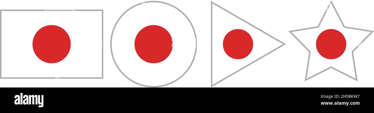 Carrés, cercles, triangles et étoiles.Ensemble d'icônes de drapeau japonais de toutes les formes. Illustration de Vecteur